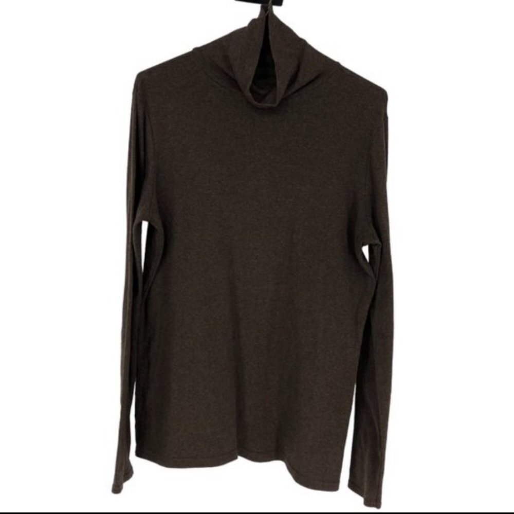 Denver Hayes Brown Cotton Longsleeve Marled Turtleneck Size M - Picture 13 of 13